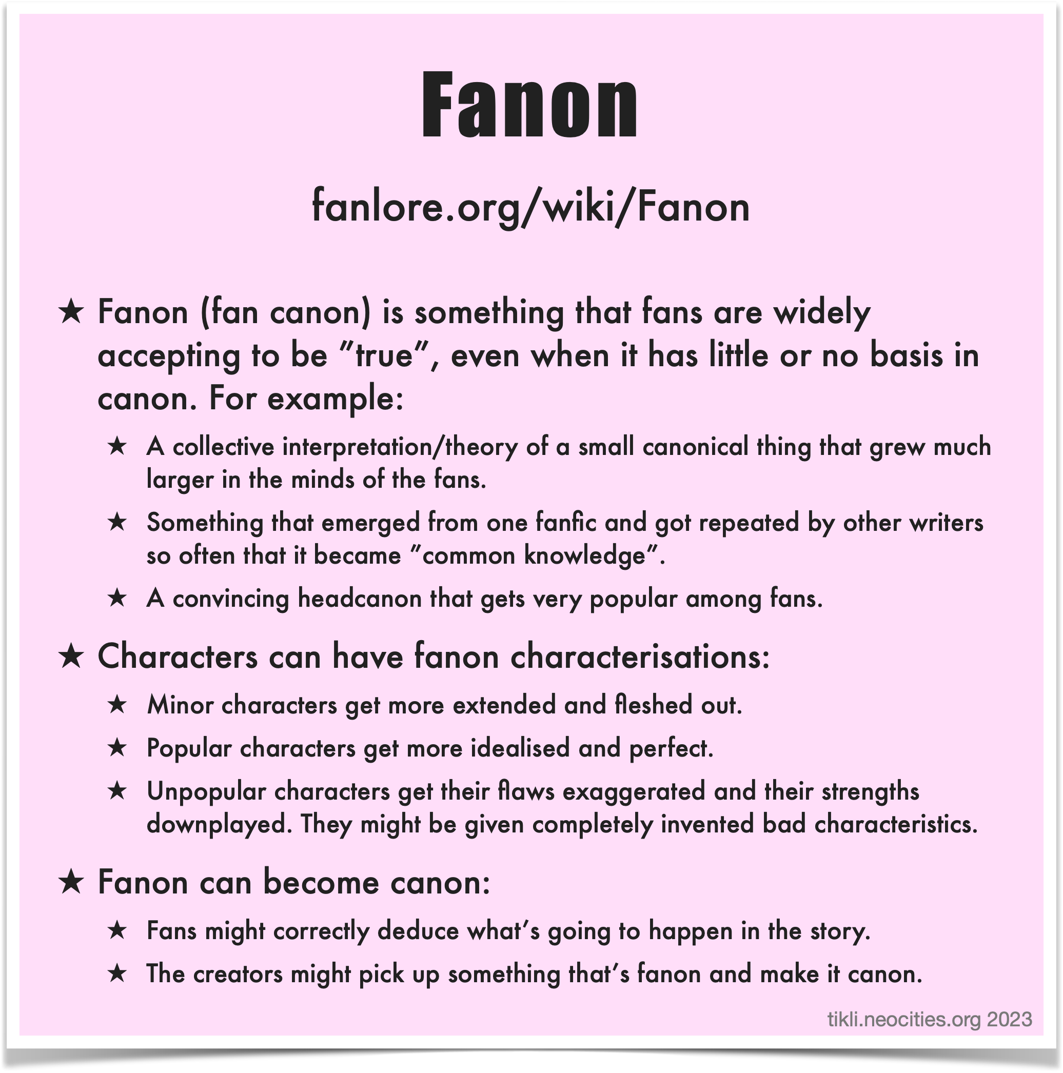 An infographic that looks like an pink sticky note, containing the description of Fanon that precedes the image.